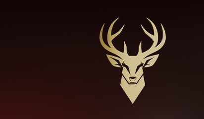 Abstract deer logo in gold color with geometric antlers on luxury background, designed for creative agency, branding identity, or modern decorative artwork.
