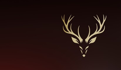 Golden abstract deer head with elegant antlers on dark gradient background, perfect for luxury branding, company identity, or stylish modern wall art.