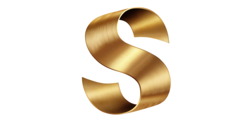 Golden 3D Letter S on Black Background