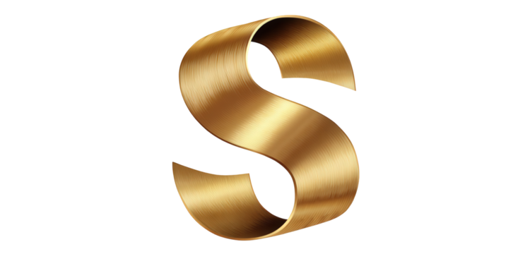 Golden 3D Letter S on Black Background
