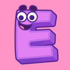 Cartoon Alphabet Letter E Vector with Cute Face