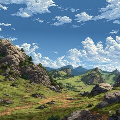 Naklejka premium hilly terrain for RPG game background PNG