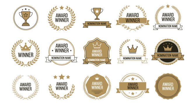 Set of Award Winner Badges and Labels Vector Art