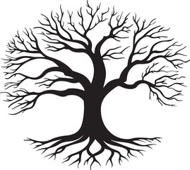 Spiritual Tree with Roots Vector Graphics