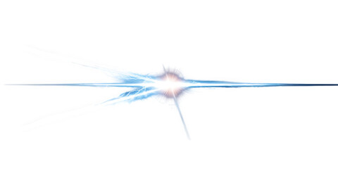 Bright Blue Energy Beam on Transparent Background