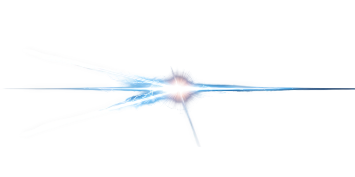 Bright Blue Energy Beam on Transparent Background
