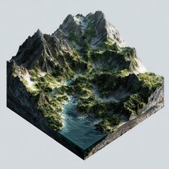 isolated terrain in transparent PNG with 3D shading