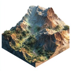 isolated terrain in transparent PNG with 3D shading