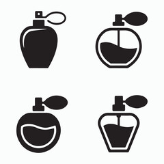 Perfume Bottle Solid Icons Set Cosmetic Symbol