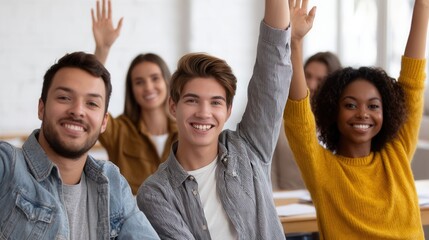 Global group of students waving hands in online classroom - celebration of diversity 