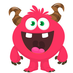 Cartoon funny monster character design with funny face expression. Halloween vector illustration 