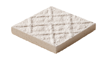 White textured ceramic tile with cross pattern isolated on transparent background