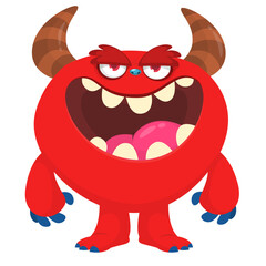 Cartoon funny monster character design with funny face expression. Halloween vector illustration 