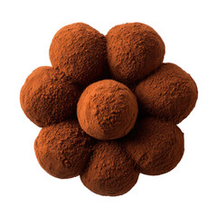 Cocoa-dusted flower-shaped confectionery, a delicious dessert treat. background removed