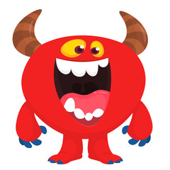 Cartoon funny monster character design with funny face expression. Halloween vector illustration 