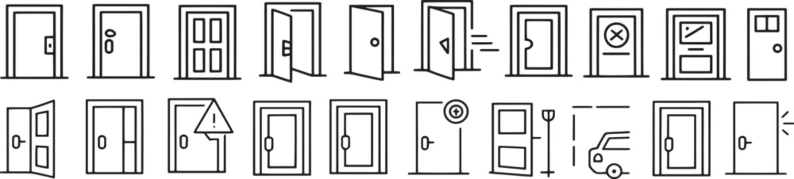 Door and Entry Icons: A Detailed Vector Set for Home, Office, and Building Access

