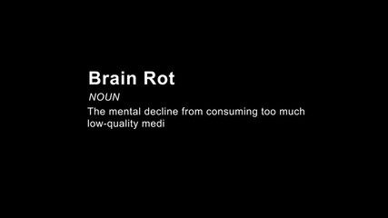 Explore brain rot mental decline from low quality media consumption, white color text, animation 4k video.