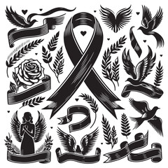 Ribbon Label Emblem Retro Silhouette