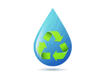 Obraz premium Water Drop with Recycling Symbol: Environmental Conservation Concept.