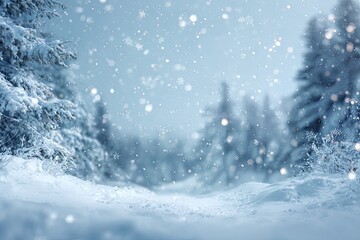 Snowy winter forest scene