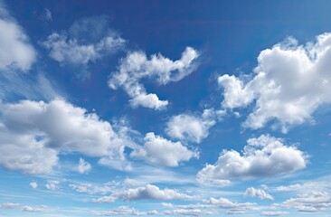 A vibrant blue sky dotted with fluffy white clouds (1)