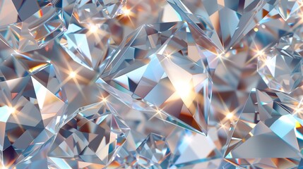 Luxury diamond crystal texture, seamless abstract background, sparkling polygon facets, ultra detailed.