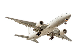 White Airplane in Flight Against Transparent Background