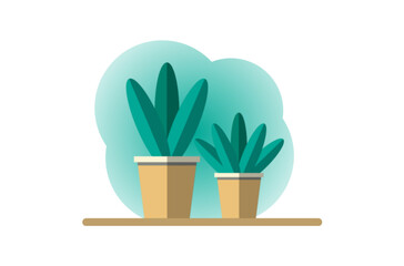 Flat design potted plants decoration on shelf