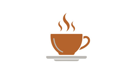 Brown Coffee Cup with Steam Rising, Simple Vector Illustration