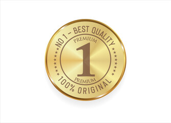 High quality badge vector and label design elements, golden badge  premium quality emblem luxury in gold color.