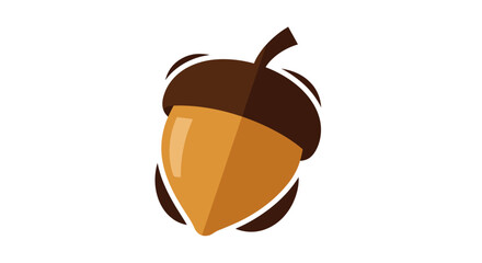 Stylized Acorn Illustration: Brown Cap, Golden Nut, Simple Design