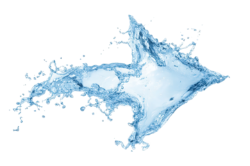 Abstract Blue Water Splash Arrow Shape on Transparent Background