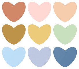 Colorful Hearts Illustration Set Valentine Love Blank Heart Hand Drawn on Isolated Background