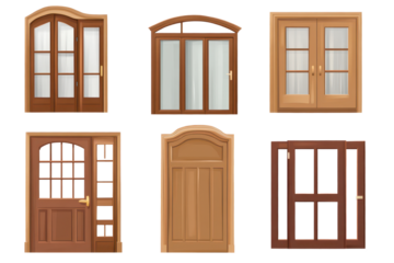 Collection of various door designs showcasing different styles and configurations suitable for entrances in various architectural settings