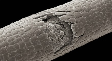 Human Hair Cuticle and Cortex Under Scanning Electron Microscope

