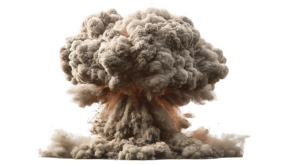 Tan And Grey Mushroom Cloud Explosion On Transparent Background