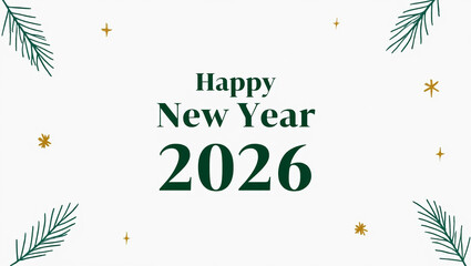 Clean white 2026 holiday banner, minimalist festive celebration background