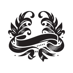 Ribbon Label Emblem Retro Silhouette