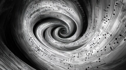 Abstract spiral musical notes background