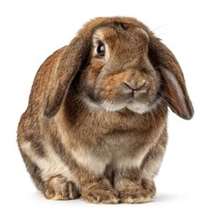 Brown rabbit, alert, seated, front view