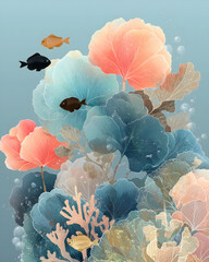 Sea anemone flowers in water