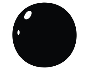 Simple Black Ball with Reflective Spots Isolated on White Background Graphic