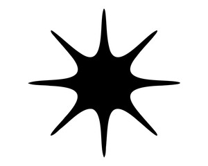 Simple eight pointed abstract black starburst figure with white background