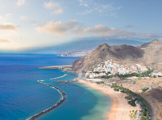 aerial view of Las Teresitas beach and San Andres village, Tenerife