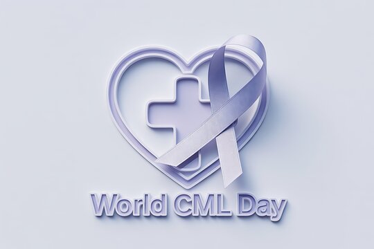 World CML Day awareness ribbon and heart graphic symbolize hope and support for leukemia patients