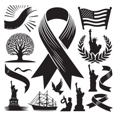Ribbon Label Emblem Retro Silhouette