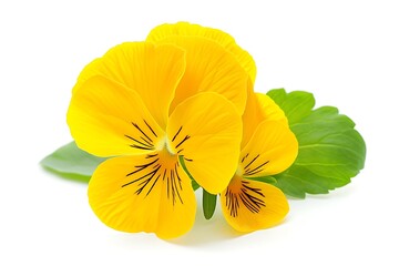 Yellow Pansy Isolated on White Background. Beautiful Pansy Flower