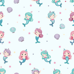 seamless pattern with mermaid