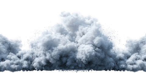 Realistic White Smoke Clouds Isolated on Black Background