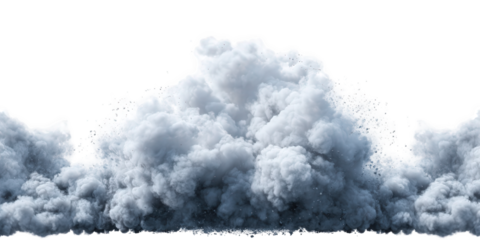 Realistic White Smoke Clouds Isolated on Black Background